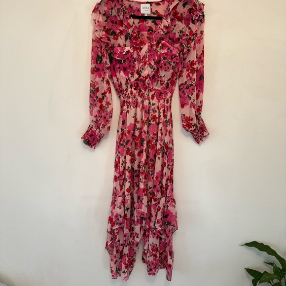 MISA Los Angeles Pink Floral Ruffle Dress XS - Picture 10 of 12